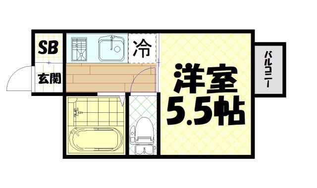 ピュアパレスII(1K/1階)の間取り写真