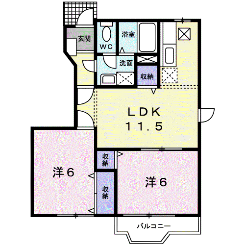 サンクローレI(2LDK/1階)の間取り写真