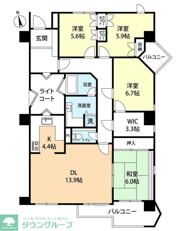 シャトレ平尾山荘通(4LDK/5階)の間取り写真