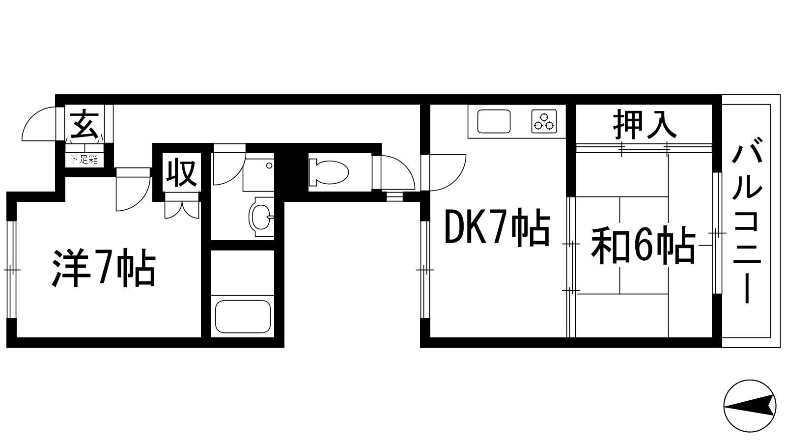 TKステップ(2DK/3階)の間取り写真