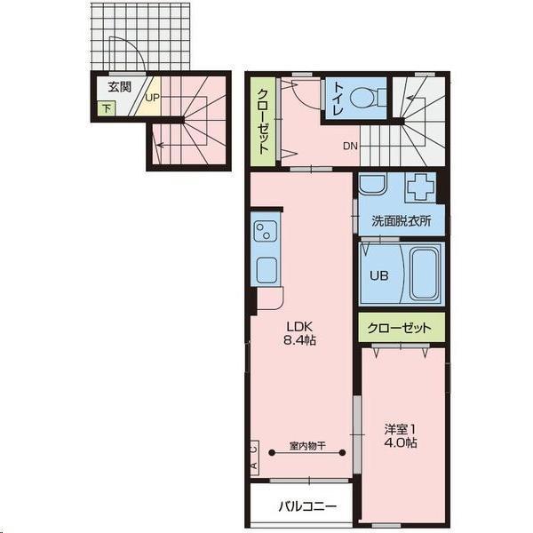 SERESTA吉岡(1LDK/2階)の間取り写真