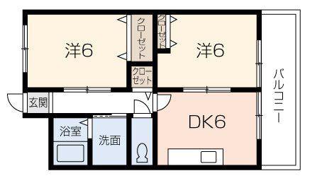ＪＲ姫新線 播磨高岡駅 徒歩17分 3階建 築21年(2DK/3階)の間取り写真