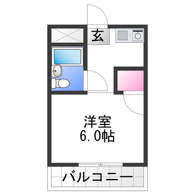 コスモ深井(1K/2階)の間取り写真