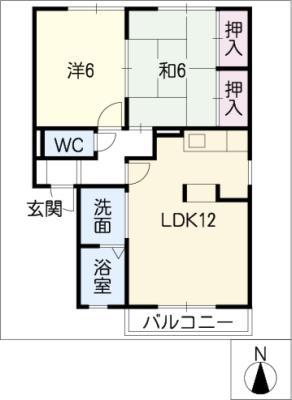 ハートホーム江島A・B(2LDK/1階)の間取り写真