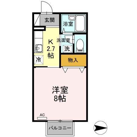 アベニューハタダIII(1K/1階)の間取り写真