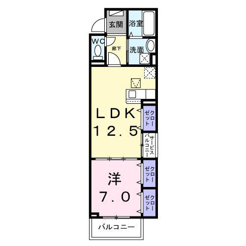 ウィズ バディーズ(1LDK/1階)の間取り写真