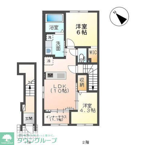 千葉市中央区大森町アパート(2LDK/2階)の間取り写真