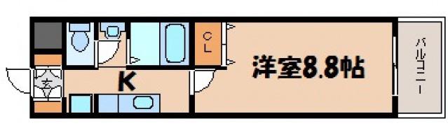 ベルジュ矢野(1K/4階)の間取り写真