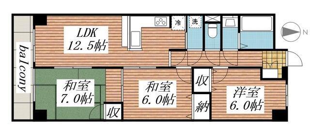 リアライズ城北(3LDK/5階)の間取り写真