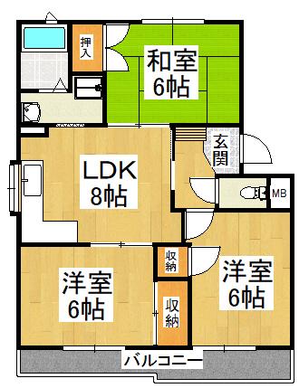 メゾンハート(3LDK/3階)の間取り写真