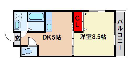 エスポアール(1DK/3階)の間取り写真