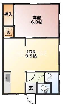 PEACE HOME 白木(1LDK/1階)の間取り写真