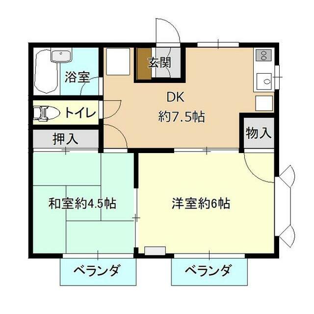 サマックススプリング(2DK/2階)の間取り写真