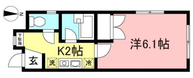 ビエネスタール(1K/1階)の間取り写真