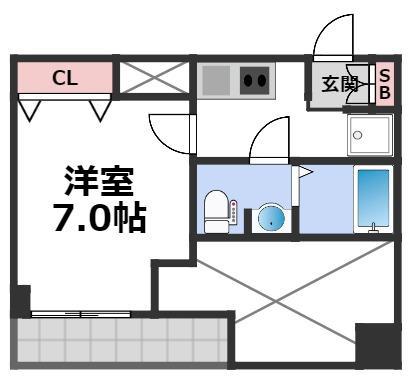 ラナップスクエア四天王寺(1K/6階)の間取り写真