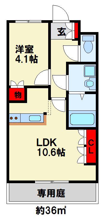 コンフォース行事(1LDK/1階)の間取り写真