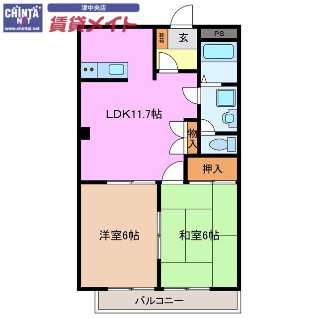 アンブル ルミエール(2LDK/1階)の間取り写真