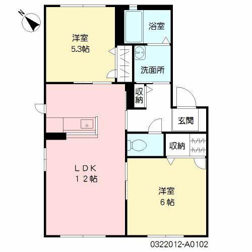 メイプルJ(2LDK/1階)の間取り写真