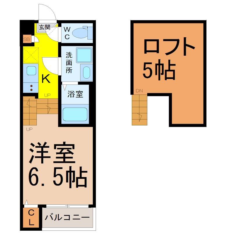 ハーモニーテラス守山(1SK/2階)の間取り写真