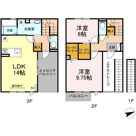 第3コスモスヴィラ(2LDK/2階)の間取り写真