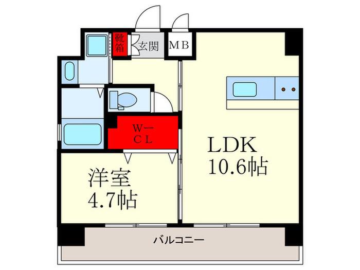 プレシャス南小倉(1LDK/4階)の間取り写真