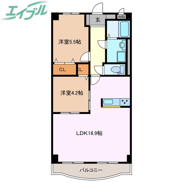 イストワール城西(2LDK/2階)の間取り写真