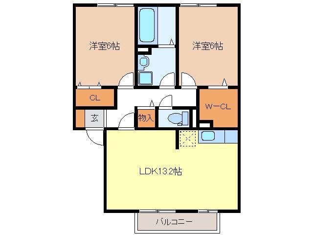 ルミエール(2LDK/1階)の間取り写真