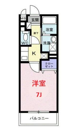 メゾン三光I(1K/3階)の間取り写真