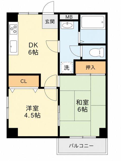 セルサス大道弐番館(2DK/2階)の間取り写真