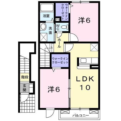 ピースフルハウスYM(2LDK/2階)の間取り写真