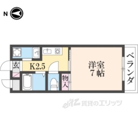 サニーウェル新石切(1K/2階)の間取り写真