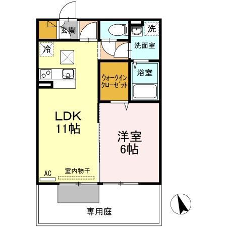 プラージュ 屋島(1LDK/1階)の間取り写真