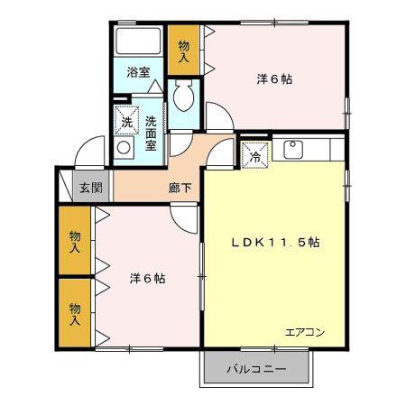 グレイスコートA/B/C(2LDK/2階)の間取り写真