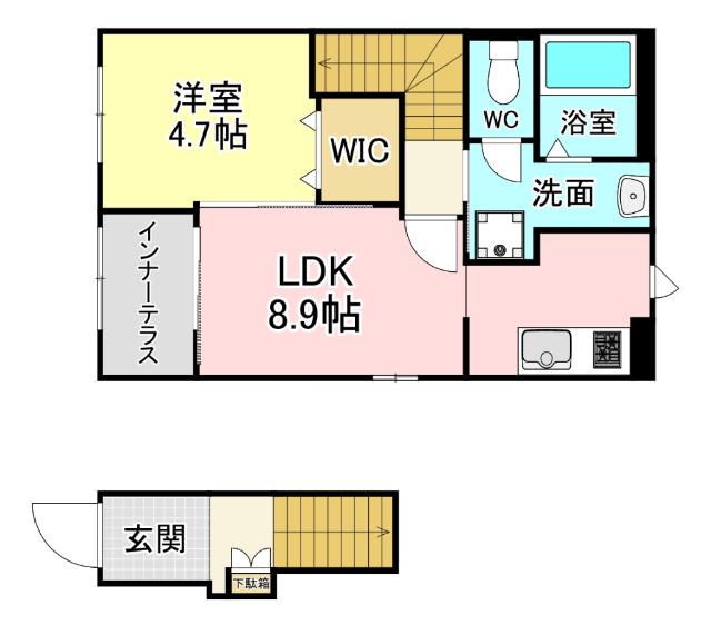 ターナリー熊谷(1LDK/2階)の間取り写真