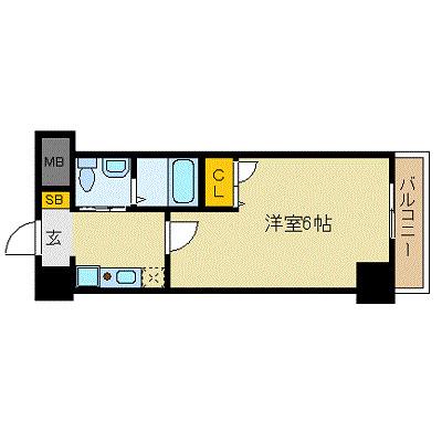 エスリード北浜(1K/2階)の間取り写真