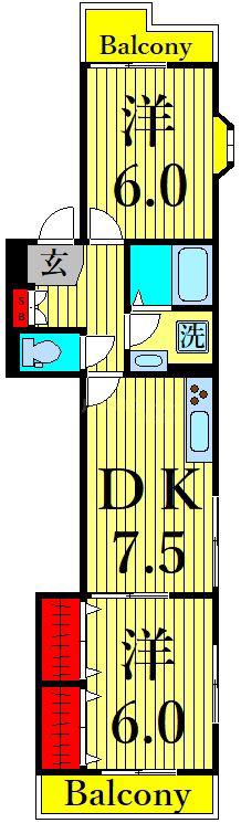 グリーンパーク第七綾瀬(2DK/3階)の間取り写真