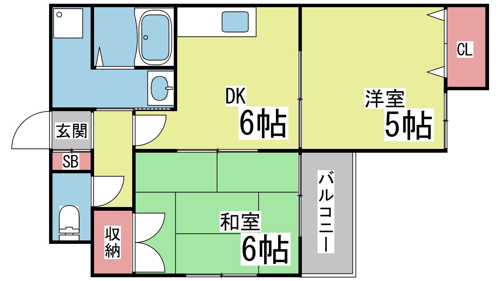 金栄ビル(2DK/5階)の間取り写真