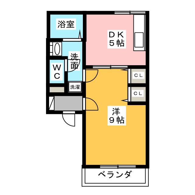 レトア新西方B-5(1DK/2階)の間取り写真
