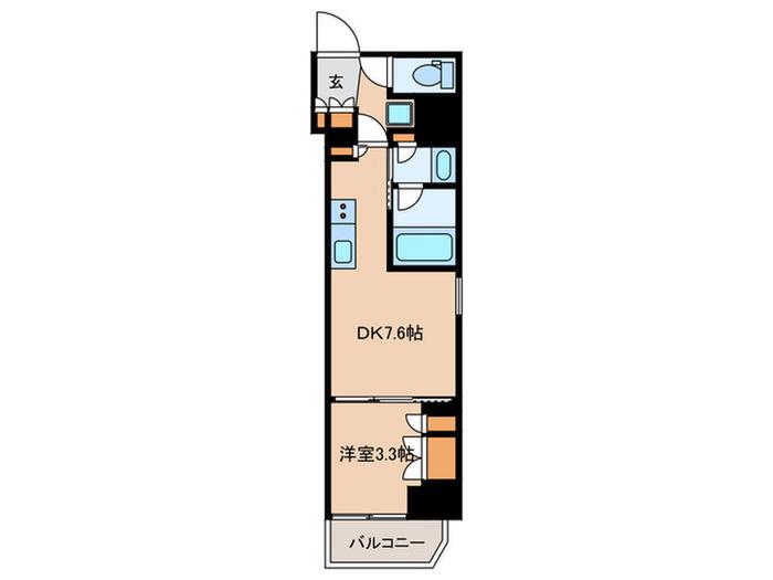 クレストコート新宿山吹(1DK/2階)の間取り写真