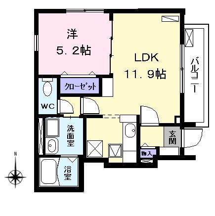 ラフレシール(1LDK/1階)の間取り写真