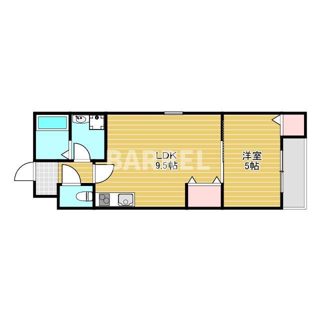 EIJU三津屋中(1LDK/3階)の間取り写真