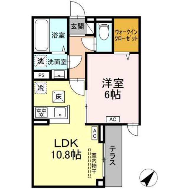 セレスティア南田中(1LDK/1階)の間取り写真