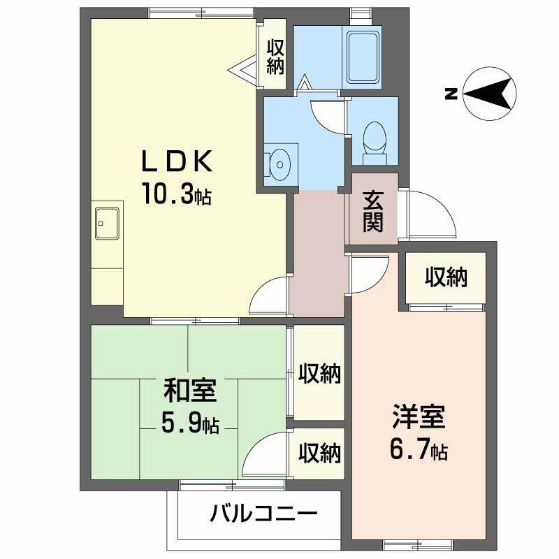 シャン リジェール(2LDK/2階)の間取り写真