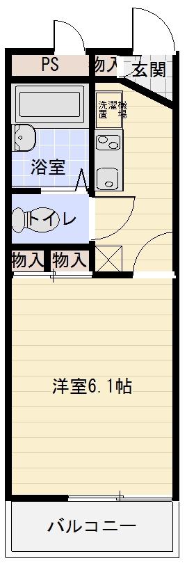 かもじや(1K/3階)の間取り写真