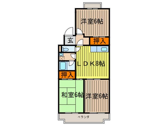 ツインバッハ1ST(3LDK/2階)の間取り写真