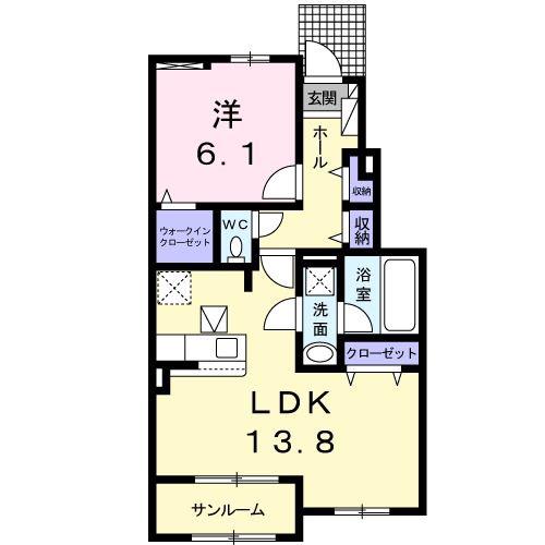 エスポワール22(1LDK/1階)の間取り写真