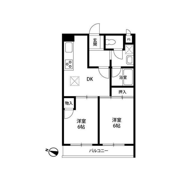 サンヒルズ東戸塚(2DK/1階)の間取り写真