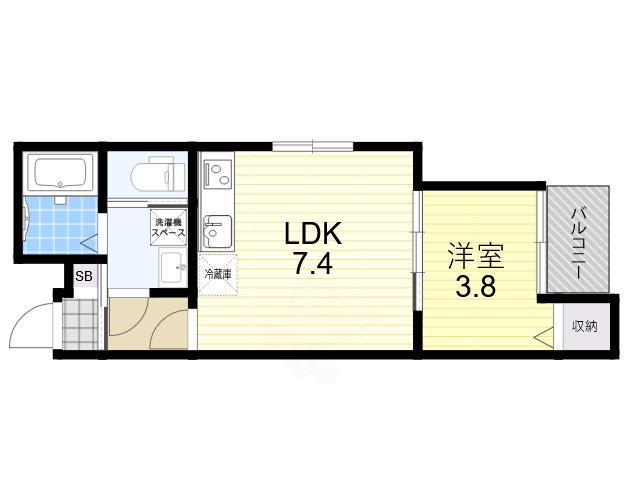 モアナ墨江(1LDK/1階)の間取り写真