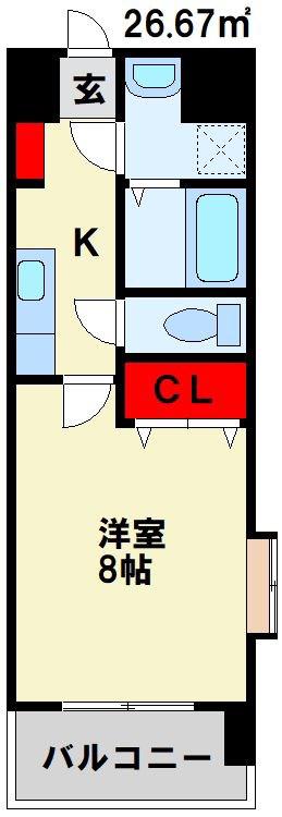 MDIアクトスペリタ折尾駅前(1K/4階)の間取り写真
