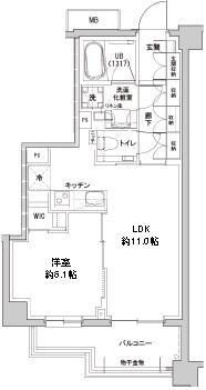 アトラスシティ千歳烏山グランスイート杜ノ棟(1LDK/4階)の間取り写真